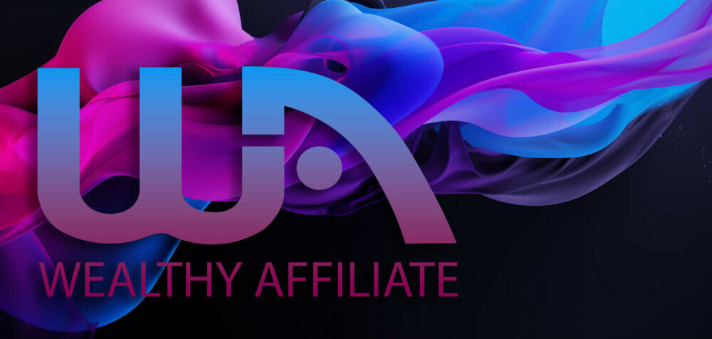 Wealthy Affiliate logo with vibrant purple and blue waves representing digital marketing success